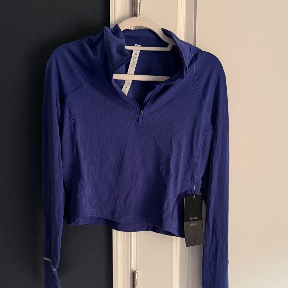 lululemon athletica Blue Rulu Run Cropped Half Zip